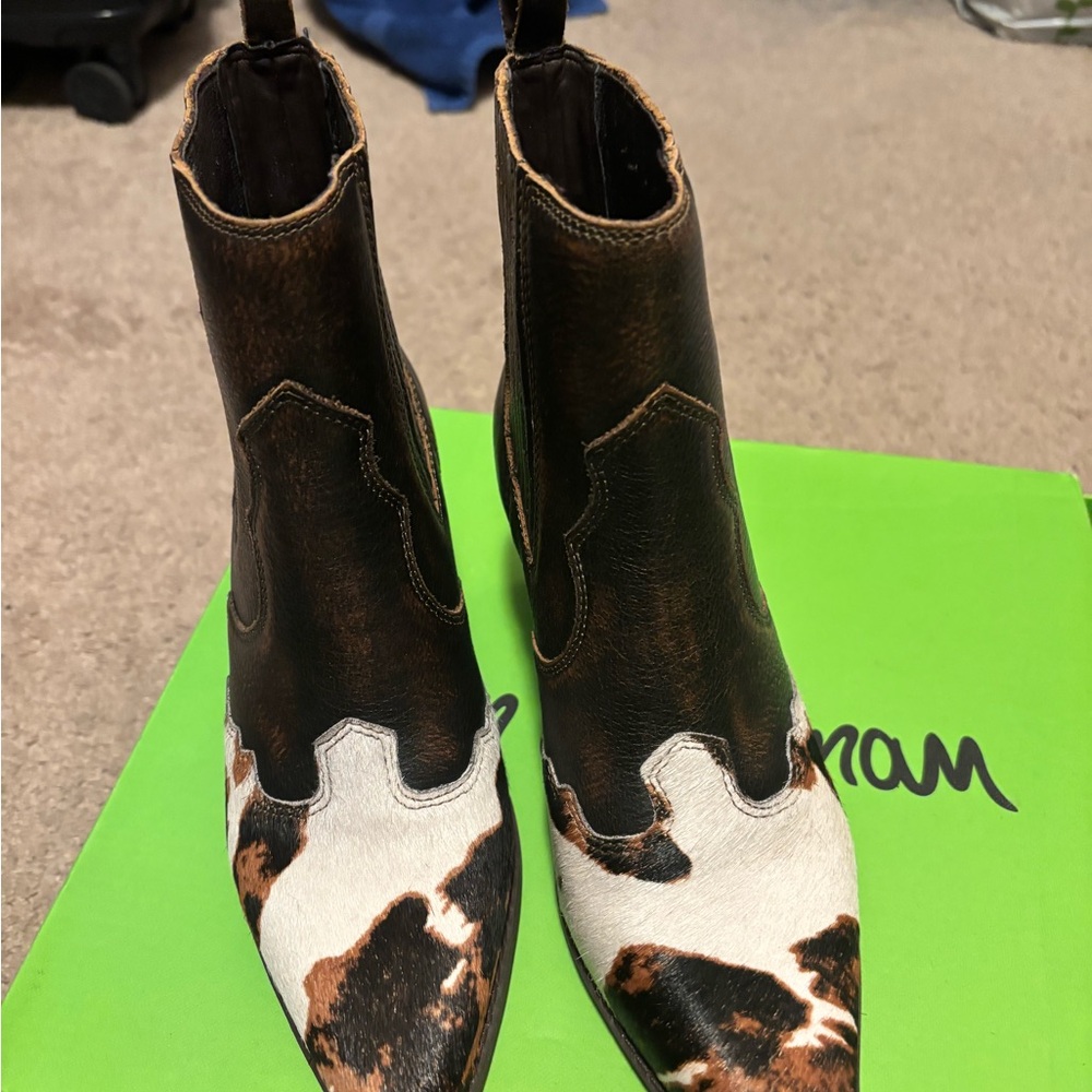 Sam Edelman Brown and Cream Ankle Booties